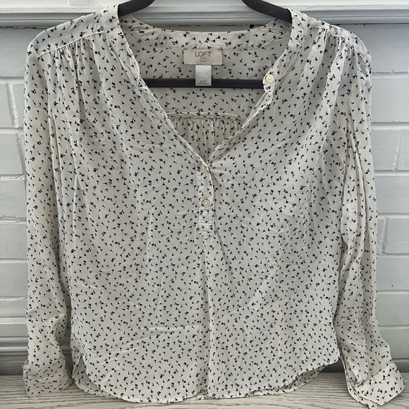 Loft XXS petite half button down with open neckline blouse - Picture 1 of 2